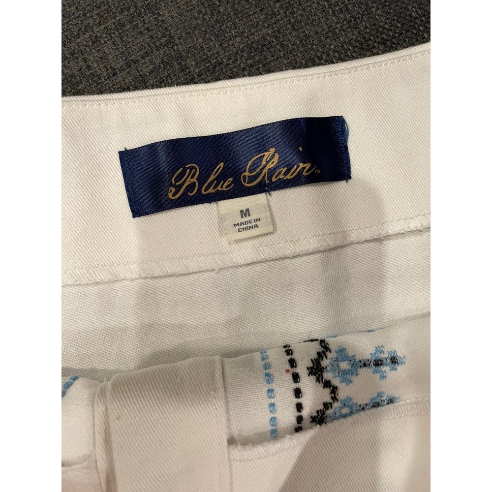 Blue Rain Embroidered Button Down Mini Skirt Sz M - image 6